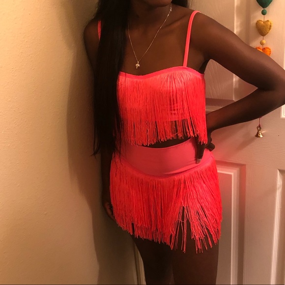 Fashion Nova Dresses & Skirts - Matching Pink Fringe Set